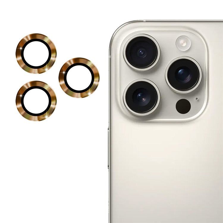 ENKAY HAT PRINCE 1Set For iPhone 16 Pro / 16 Pro Max Camera Lens Protector Metal Individual Ring Lens Film - Brown