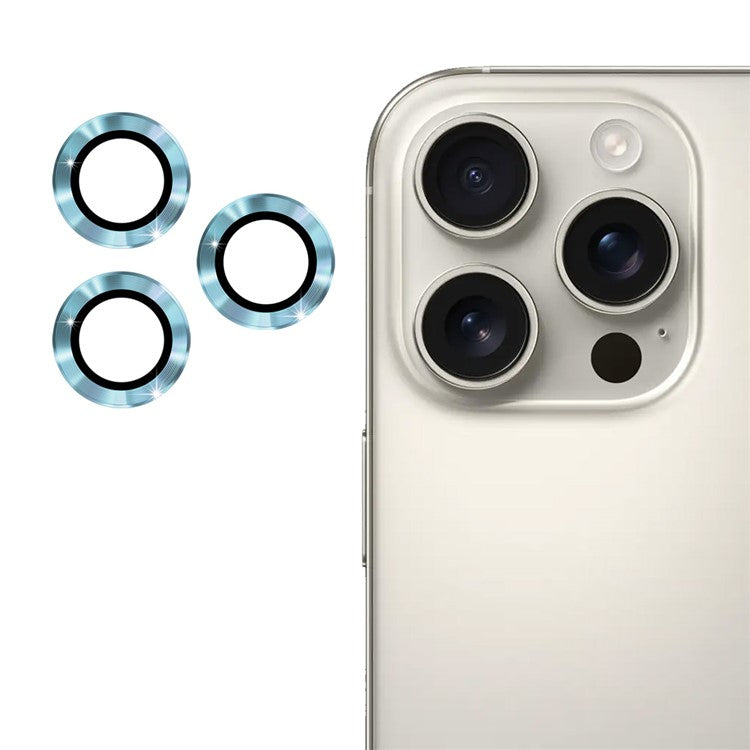 ENKAY HAT PRINCE 1Set For iPhone 16 Pro / 16 Pro Max Camera Lens Protector Metal Individual Ring Lens Film - Blue