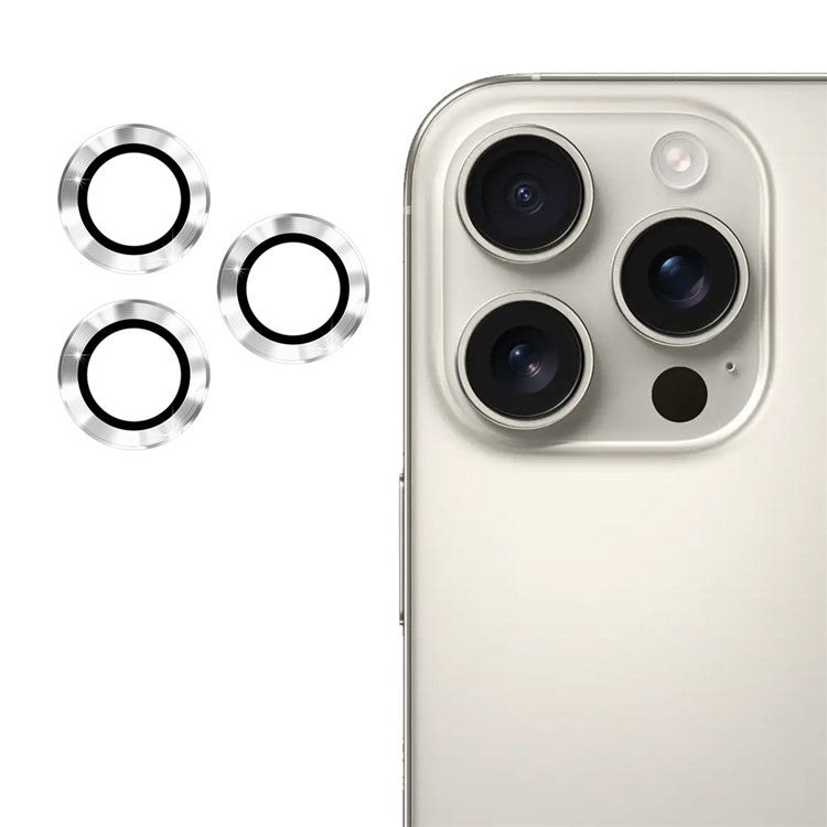 ENKAY HAT PRINCE 1Set For iPhone 16 Pro / 16 Pro Max Camera Lens Protector Metal Individual Ring Lens Film - Silver