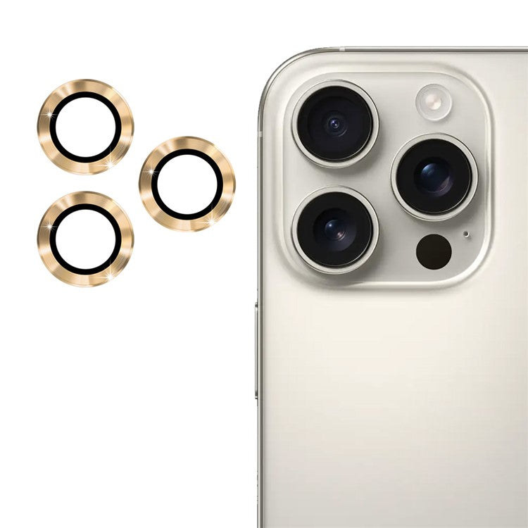 ENKAY HAT PRINCE 1Set For iPhone 16 Pro / 16 Pro Max Camera Lens Protector Metal Individual Ring Lens Film - Gold