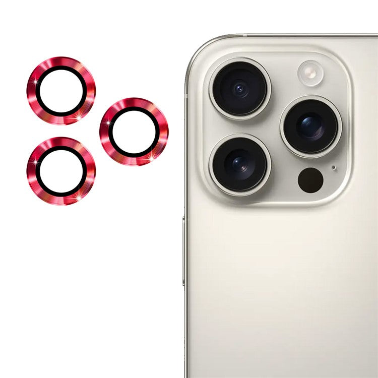 ENKAY HAT PRINCE 1Set For iPhone 16 Pro / 16 Pro Max Camera Lens Protector Metal Individual Ring Lens Film - Red