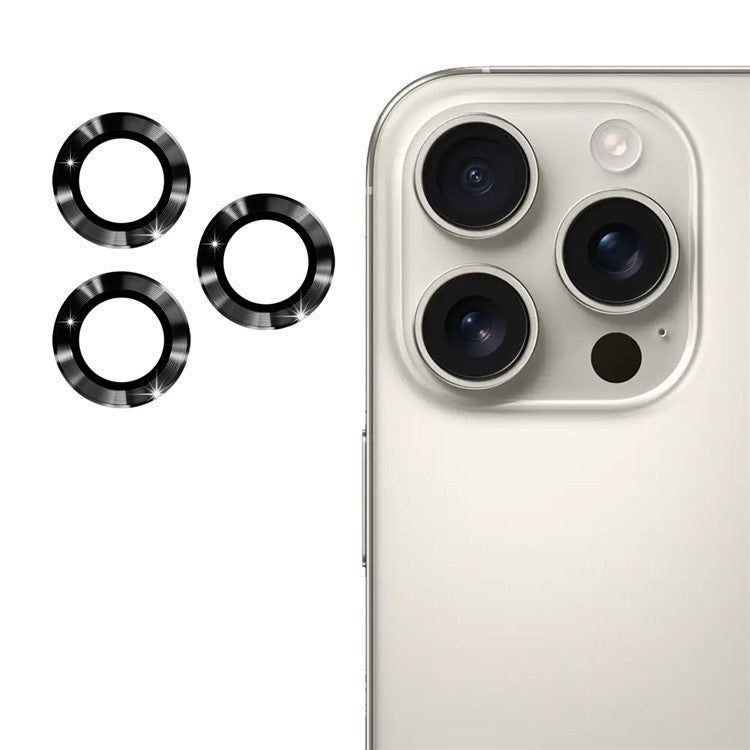 ENKAY HAT PRINCE 1Set For iPhone 16 Pro / 16 Pro Max Camera Lens Protector Metal Individual Ring Lens Film - Black