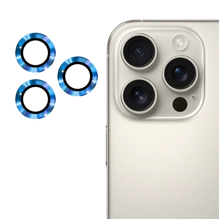 ENKAY HAT PRINCE 1Set For iPhone 16 Pro / 16 Pro Max Camera Lens Protector Metal Individual Ring Lens Film - Navy Blue