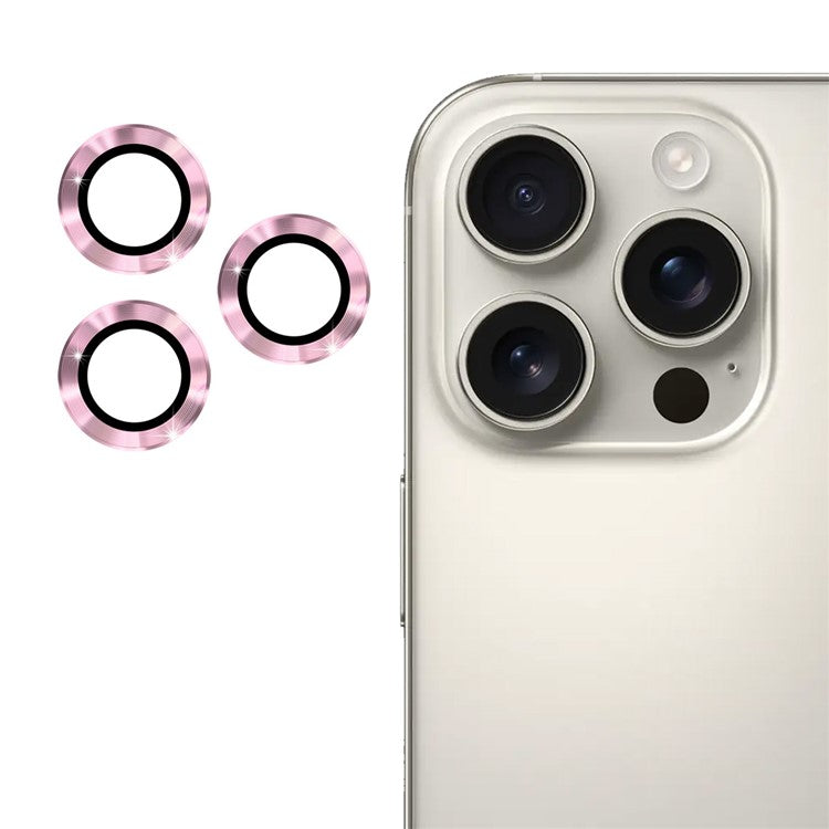 ENKAY HAT PRINCE 1Set For iPhone 16 Pro / 16 Pro Max Camera Lens Protector Metal Individual Ring Lens Film - Pink