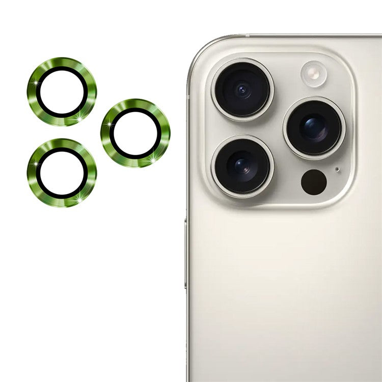 ENKAY HAT PRINCE 1Set For iPhone 16 Pro / 16 Pro Max Camera Lens Protector Metal Individual Ring Lens Film - Green