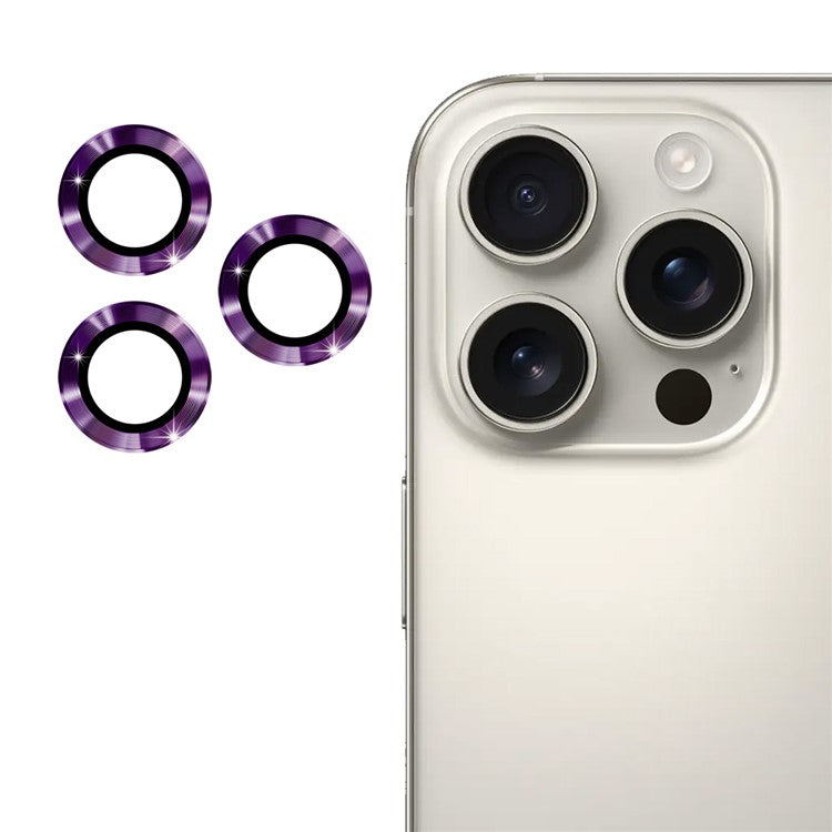 ENKAY HAT PRINCE 1Set For iPhone 16 Pro / 16 Pro Max Camera Lens Protector Metal Individual Ring Lens Film - Dark Purple