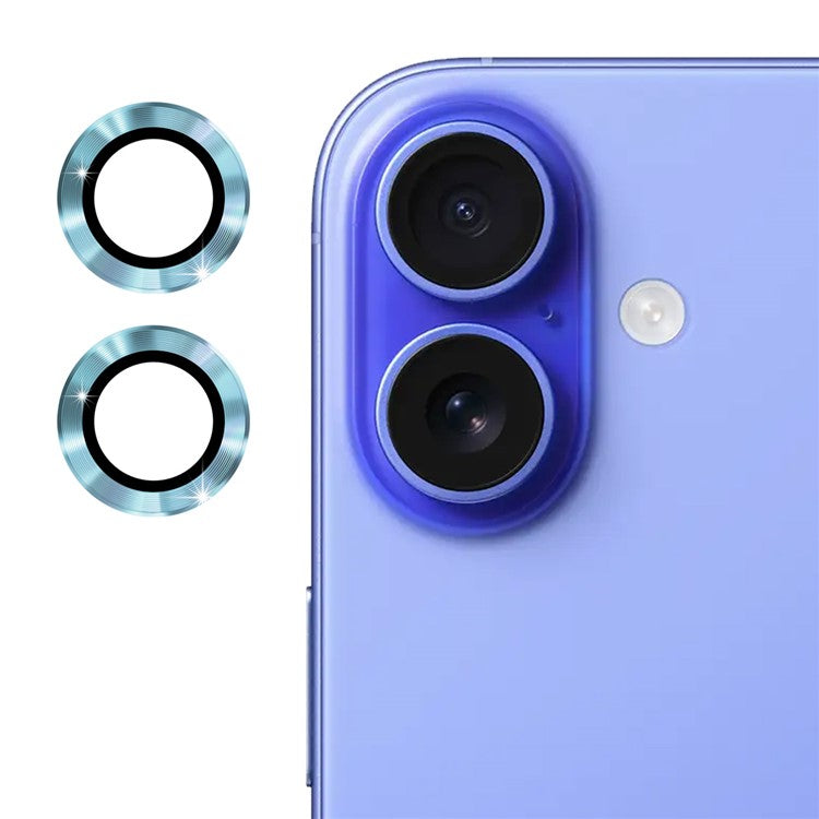 ENKAY HAT PRINCE 1Set For iPhone 16 / 16 Plus Camera Lens Film High Alumina Silicon Glass Lens Protector - Blue