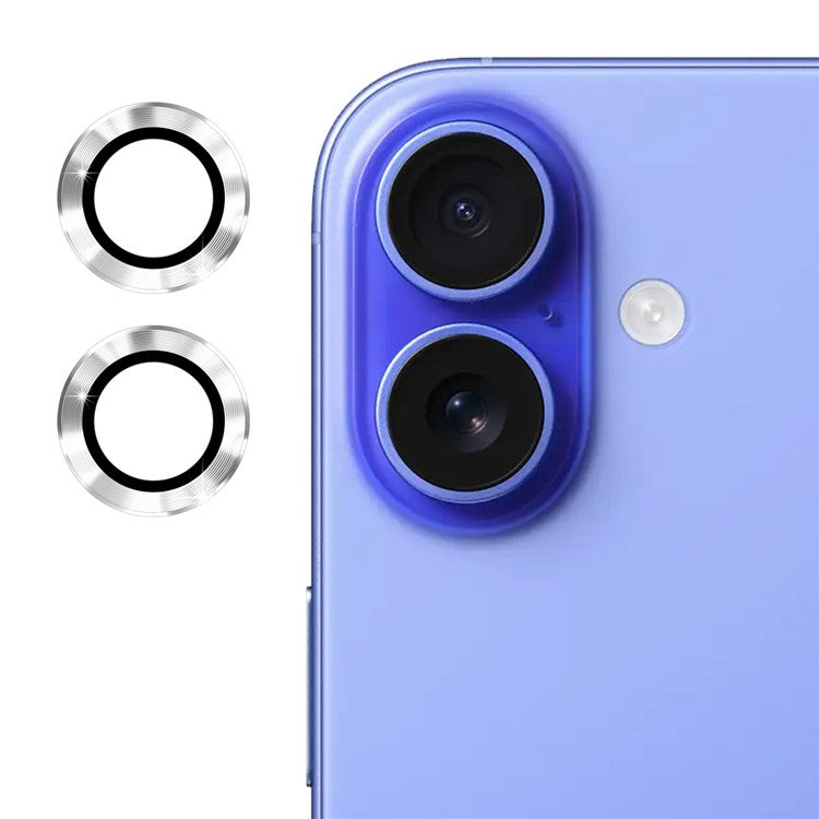 ENKAY HAT PRINCE 1Set For iPhone 16 / 16 Plus Camera Lens Film High Alumina Silicon Glass Lens Protector - Silver