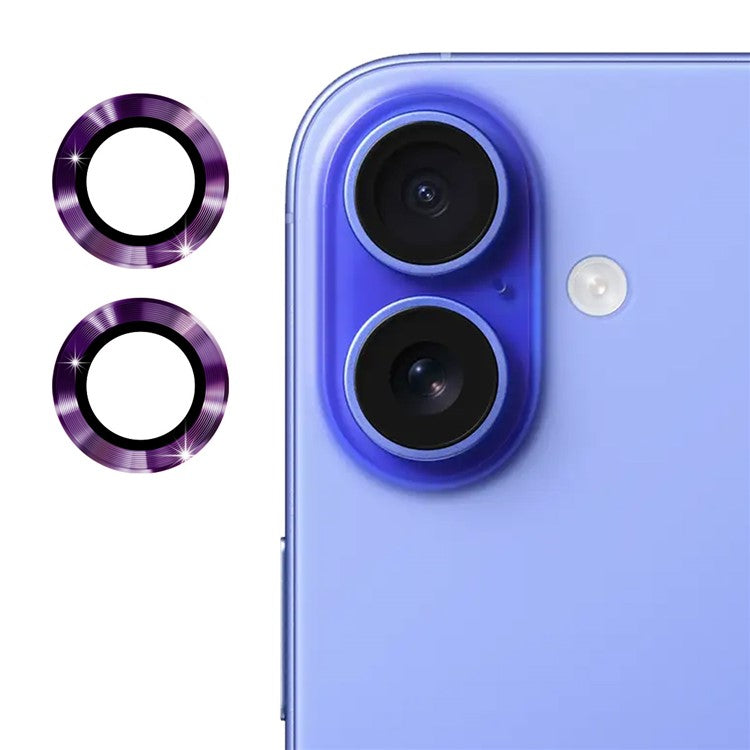 ENKAY HAT PRINCE 1Set For iPhone 16 / 16 Plus Camera Lens Film High Alumina Silicon Glass Lens Protector - Dark Purple