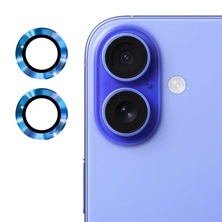 ENKAY HAT PRINCE 1Set For iPhone 16 / 16 Plus Camera Lens Film High Alumina Silicon Glass Lens Protector - Navy Blue