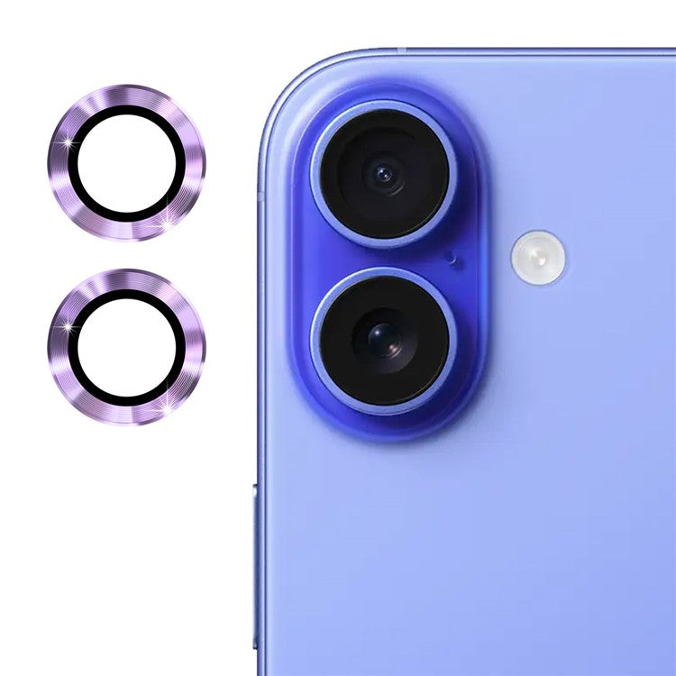 ENKAY HAT PRINCE 1Set For iPhone 16 / 16 Plus Camera Lens Film High Alumina Silicon Glass Lens Protector - Light Purple