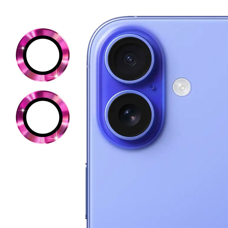 ENKAY HAT PRINCE 1Set For iPhone 16 / 16 Plus Camera Lens Film High Alumina Silicon Glass Lens Protector - Rose