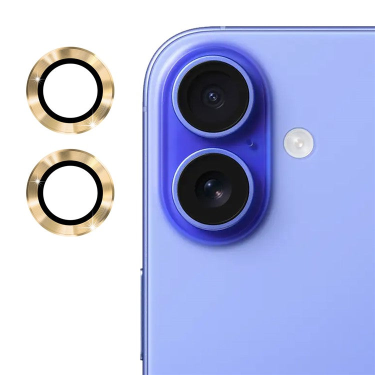 ENKAY HAT PRINCE 1Set For iPhone 16 / 16 Plus Camera Lens Film High Alumina Silicon Glass Lens Protector - Gold