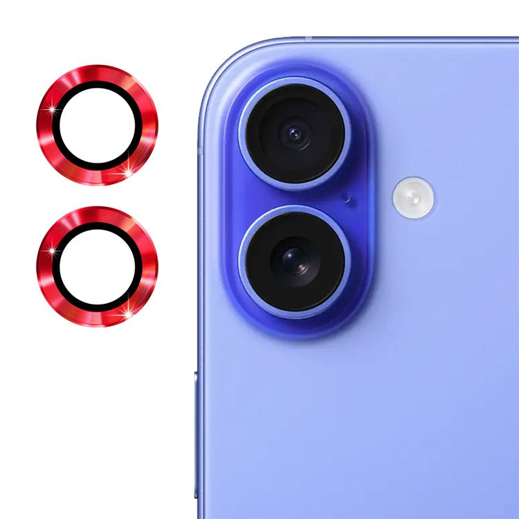 ENKAY HAT PRINCE 1Set For iPhone 16 / 16 Plus Camera Lens Film High Alumina Silicon Glass Lens Protector - Red