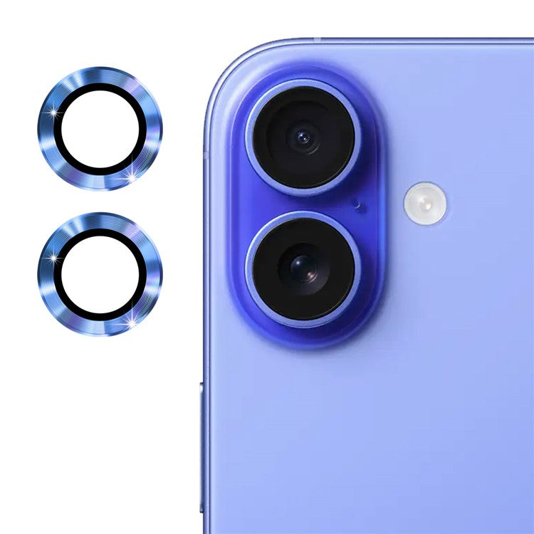 ENKAY HAT PRINCE 1Set For iPhone 16 / 16 Plus Camera Lens Film High Alumina Silicon Glass Lens Protector - Sky Blue