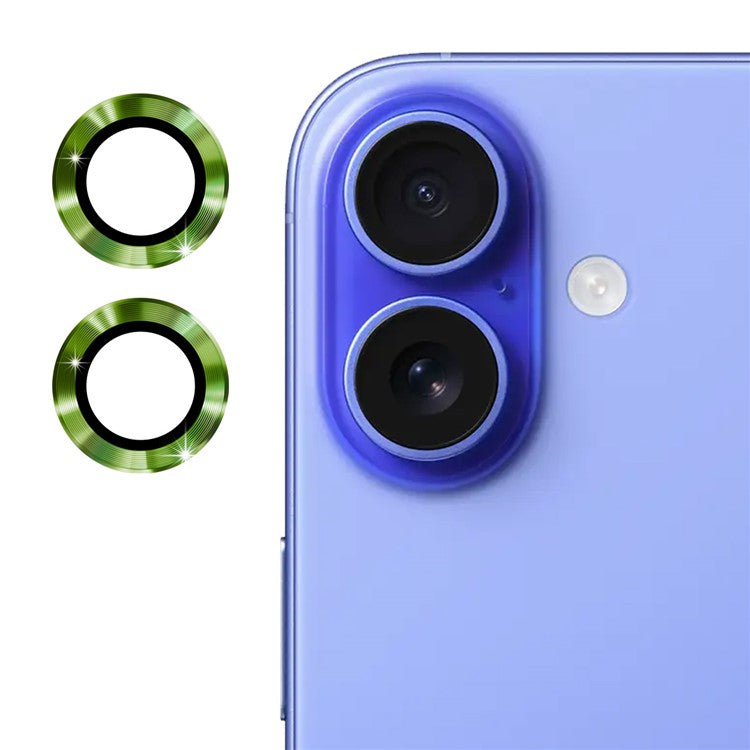 ENKAY HAT PRINCE 1Set For iPhone 16 / 16 Plus Camera Lens Film High Alumina Silicon Glass Lens Protector - Green