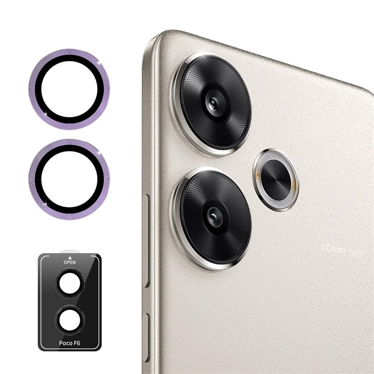 ENKAY HAT PRINCE 1Set For Xiaomi Poco F6 5G / Redmi Turbo 3 5G Camera Lens Film Metal Ring Lens Protector - Purple