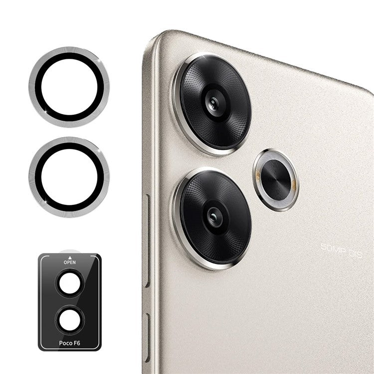 ENKAY HAT PRINCE 1Set For Xiaomi Poco F6 5G / Redmi Turbo 3 5G Camera Lens Film Metal Ring Lens Protector - Silver