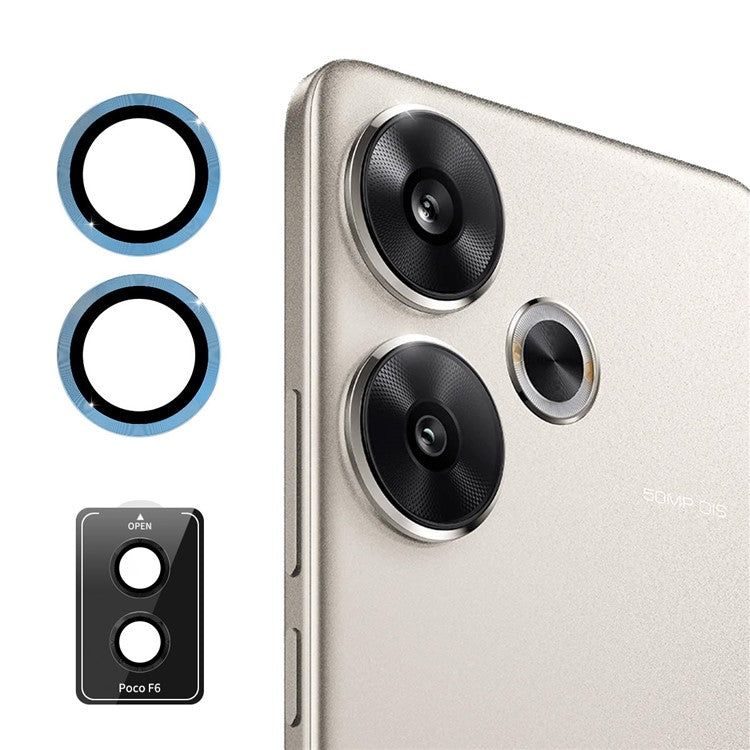 ENKAY HAT PRINCE 1Set For Xiaomi Poco F6 5G / Redmi Turbo 3 5G Camera Lens Film Metal Ring Lens Protector - Blue