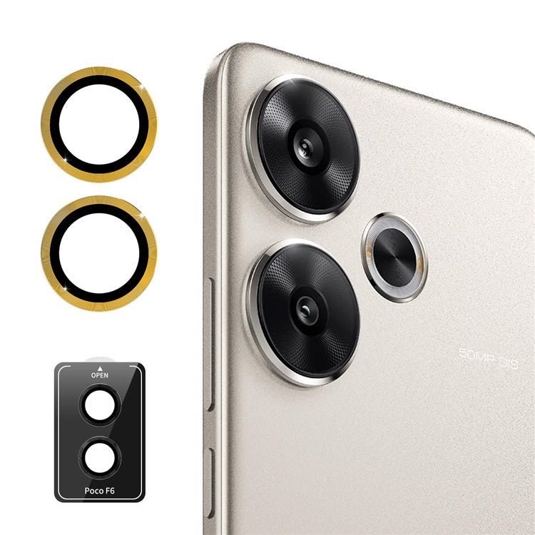 ENKAY HAT PRINCE 1Set For Xiaomi Poco F6 5G / Redmi Turbo 3 5G Camera Lens Film Metal Ring Lens Protector - Gold