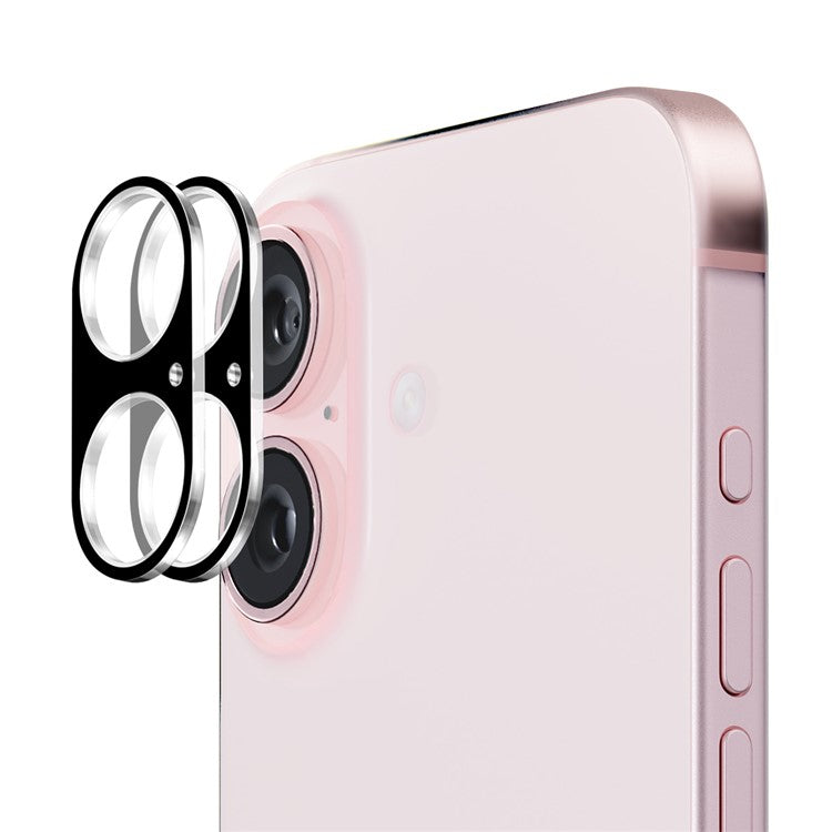 ENKAY HAT PRINCE 2Pcs for iPhone 16 / 16 Plus Camera Lens Film Silk Printing Tempered Glass Lens Protector