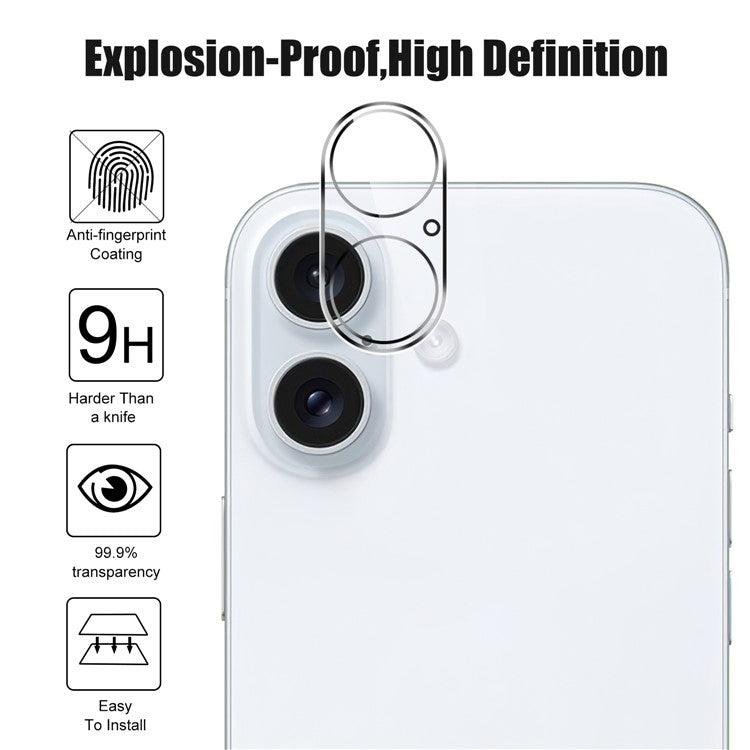 For iPhone 16 Plus / 16 Tempered Glass Camera Lens Protector HD Anti-Scratch Phone Lens Film