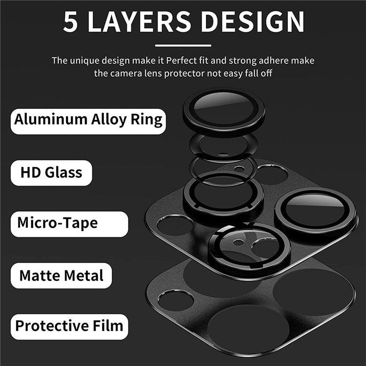 ENKAY HAT PRINCE For iPhone 16 Pro / 16 Pro Max Camera Lens Protector Aluminum Alloy + Tempered Glass - Black