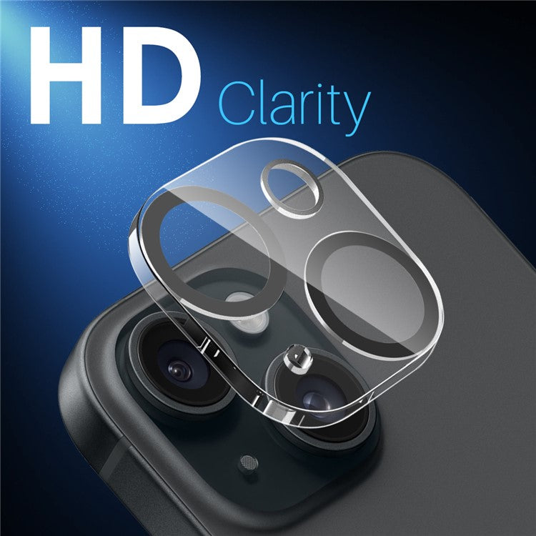 NORTHJO For iPhone 15 / 15 Plus Tempered Glass Camera Lens Protector Black Circles HD Clear 3D Full Coverage