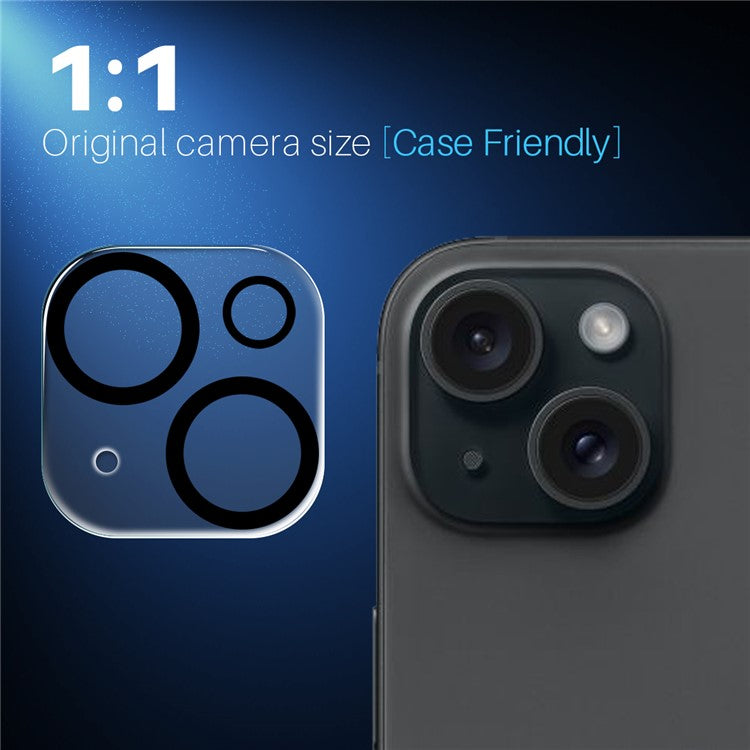 NORTHJO For iPhone 15 / 15 Plus Tempered Glass Camera Lens Protector Black Circles HD Clear 3D Full Coverage