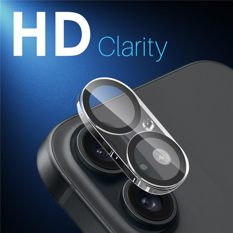 NORTHJO For iPhone 16 / 16 Plus Black Circles Camera Lens Protector Tempered Glass HD Clear 3D Full Coverage