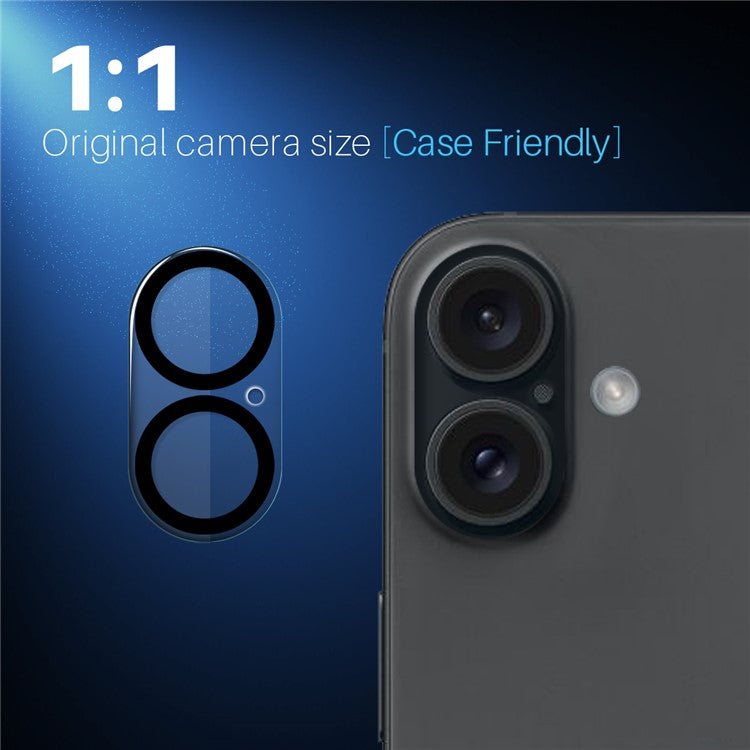 NORTHJO For iPhone 16 / 16 Plus Black Circles Camera Lens Protector Tempered Glass HD Clear 3D Full Coverage