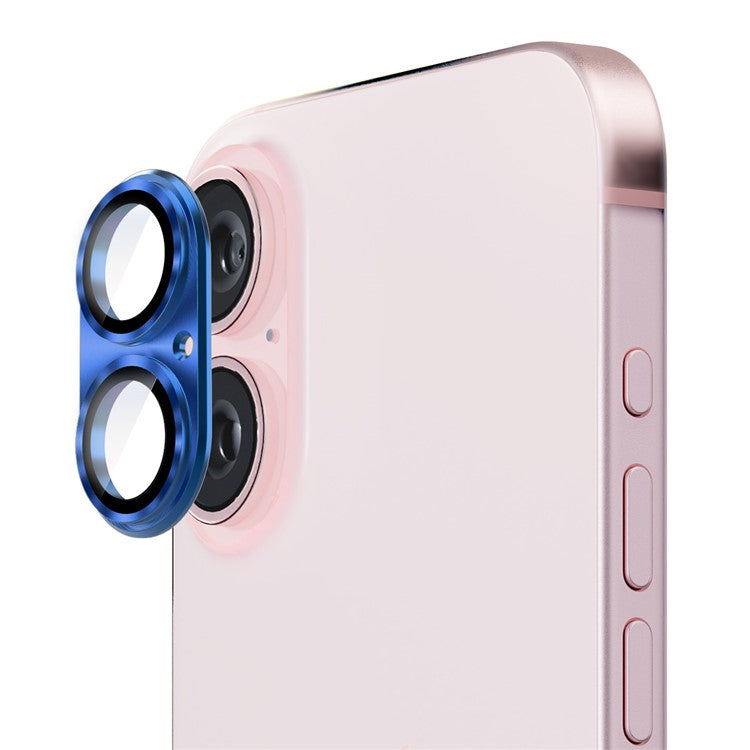 ENKAY HAT PRINCE For iPhone 16 / 16 Plus Integrated Camera Lens Protector Aluminum Alloy + Tempered Glass Lens Film - Sapphire