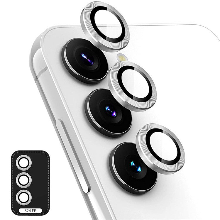 ENKAY HAT PRINCE 1Set For Samsung Galaxy S24 FE Camera Lens Protector Metal Ring Lens Film - Silver