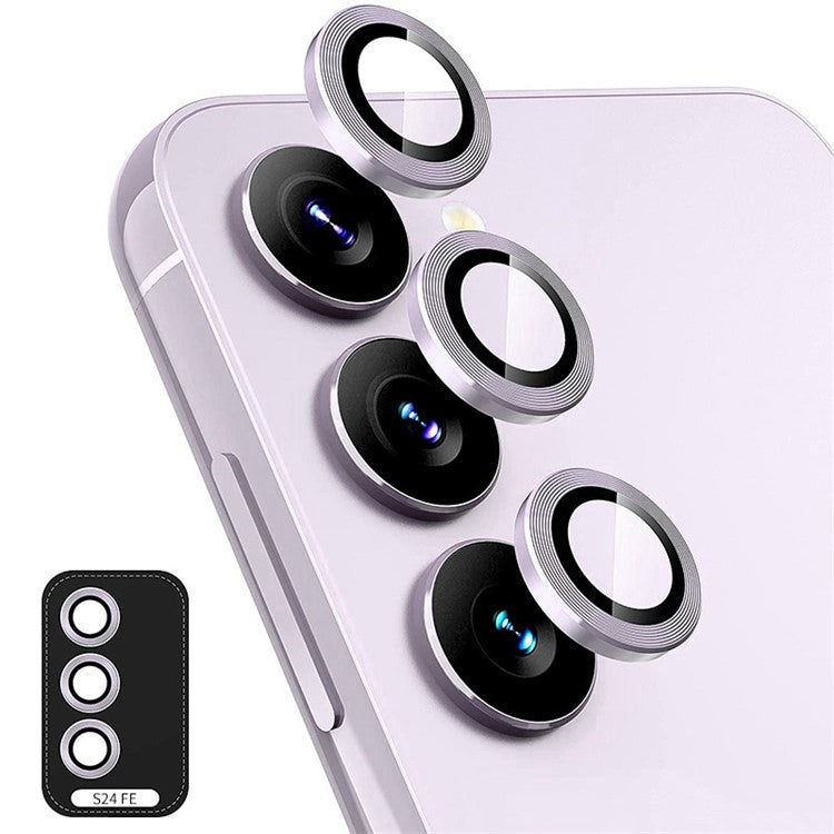 ENKAY HAT PRINCE 1Set For Samsung Galaxy S24 FE Camera Lens Protector Metal Ring Lens Film - Light Purple