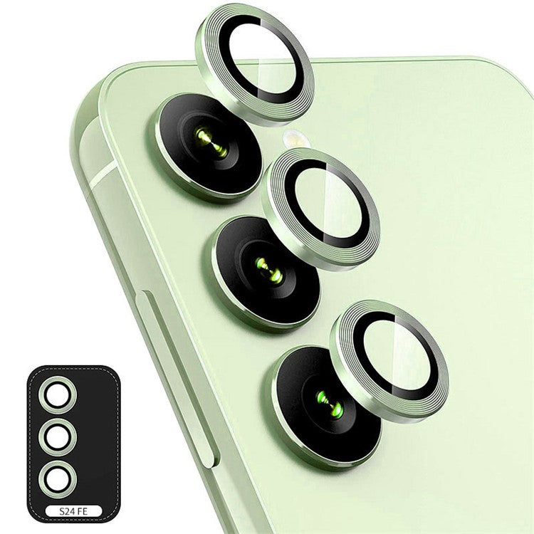 ENKAY HAT PRINCE 1Set For Samsung Galaxy S24 FE Camera Lens Protector Metal Ring Lens Film - Green