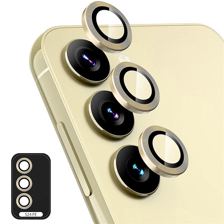 ENKAY HAT PRINCE 1Set For Samsung Galaxy S24 FE Camera Lens Protector Metal Ring Lens Film - Gold