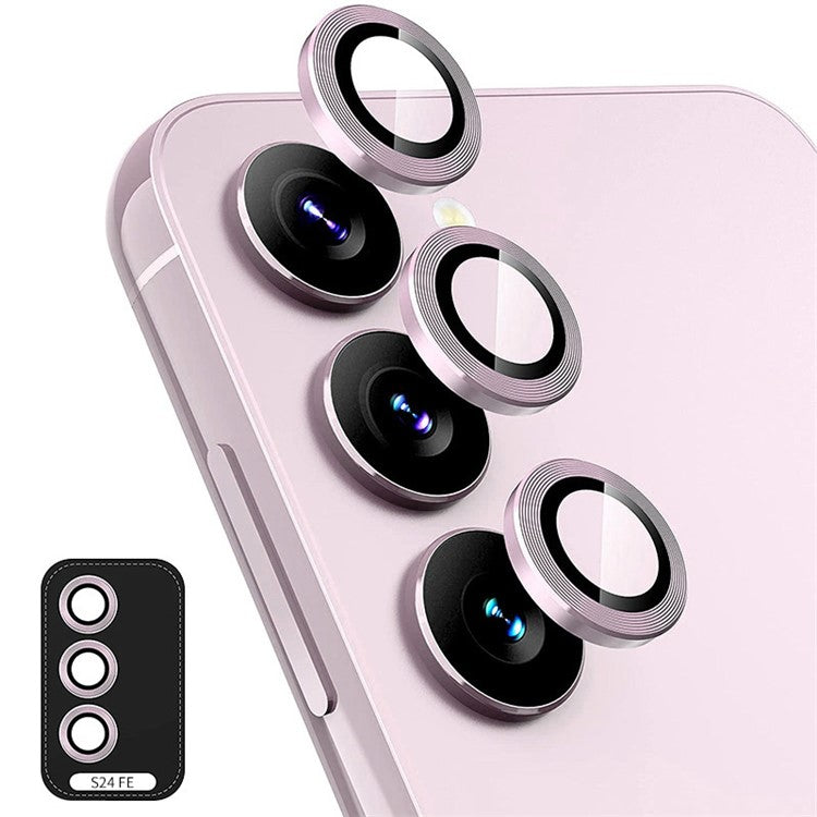 ENKAY HAT PRINCE 1Set For Samsung Galaxy S24 FE Camera Lens Protector Metal Ring Lens Film - Pink