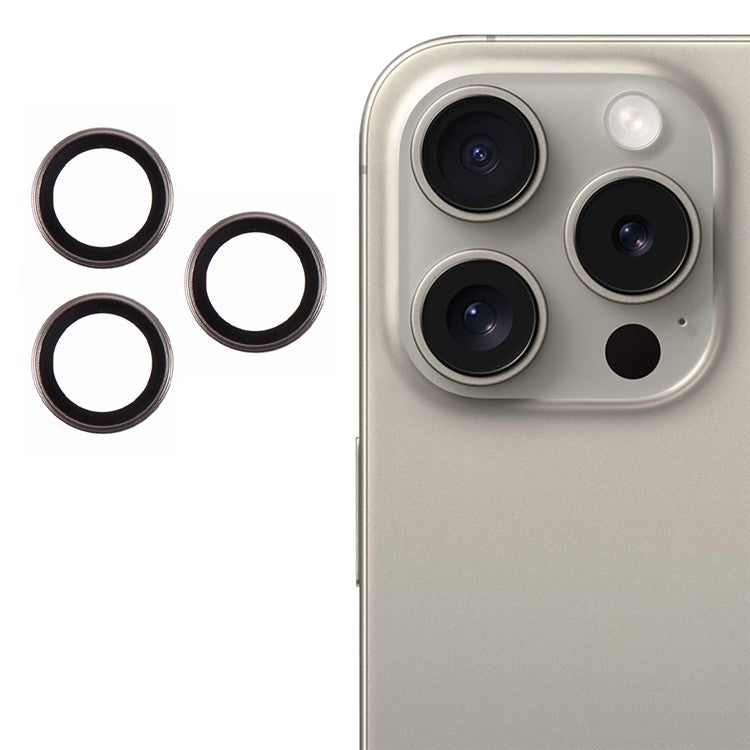 For iPhone 15 Pro / 15 Pro Max Camera Lens Protector AF+AR Anti-Reflective Electroplating Tempered Glass Lens Film - Titanium