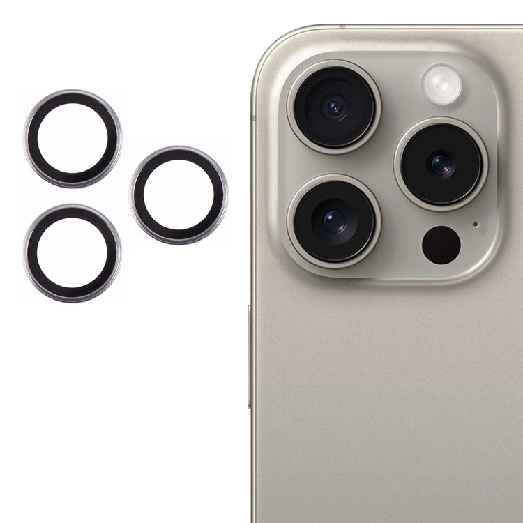 For iPhone 15 Pro / 15 Pro Max Camera Lens Protector AF+AR Anti-Reflective Electroplating Tempered Glass Lens Film - Silver