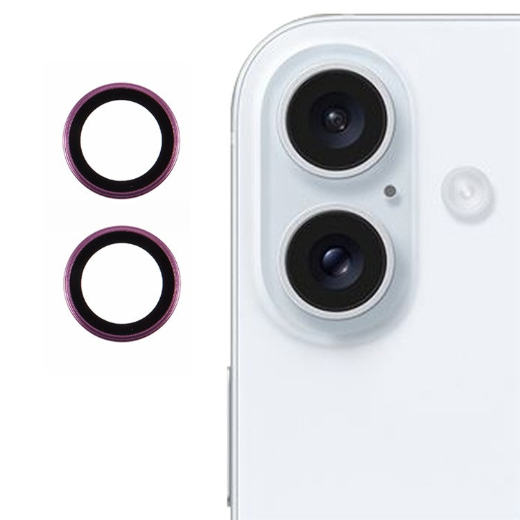 For iPhone 16 / 16 Plus Camera Lens Film Electroplating AF+AR Tempered Glass Lens Protector - Purple