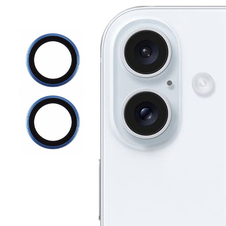 For iPhone 16 / 16 Plus Camera Lens Film Electroplating AF+AR Tempered Glass Lens Protector - Blue