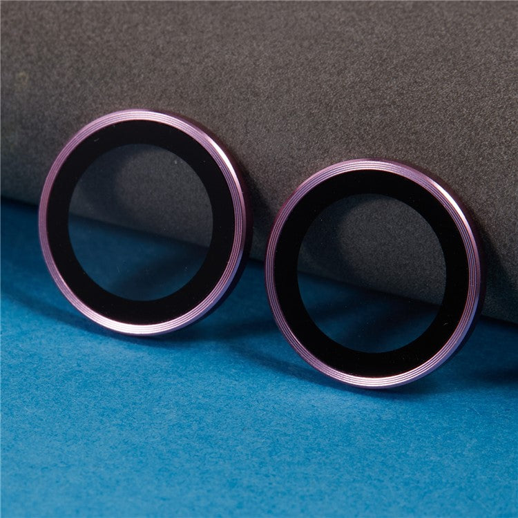 For iPhone 16 / 16 Plus Camera Lens Protector Electroplating AR Metal Frame+Tempered Glass Lens Film - Pink