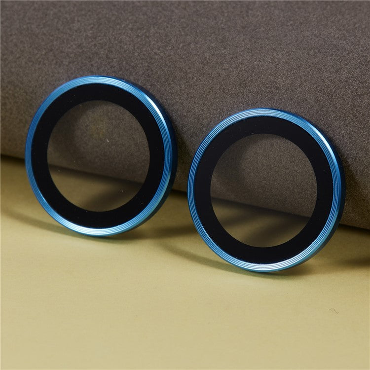 For iPhone 16 / 16 Plus Camera Lens Protector Electroplating AR Metal Frame+Tempered Glass Lens Film - Blue