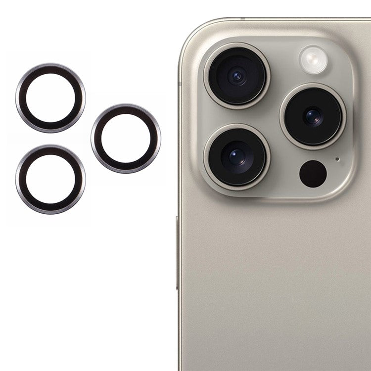 For iPhone 16 Pro / 16 Pro Max Camera Lens Protector Electroplated AR Metal Frame+Tempered Glass Lens Film - Silver