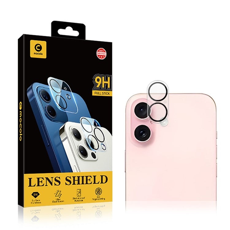 MOCOLO For iPhone 16 / 16 Plus Camera Lens Protector Silk Printing Tempered Glass Lens Film Night Circle Design