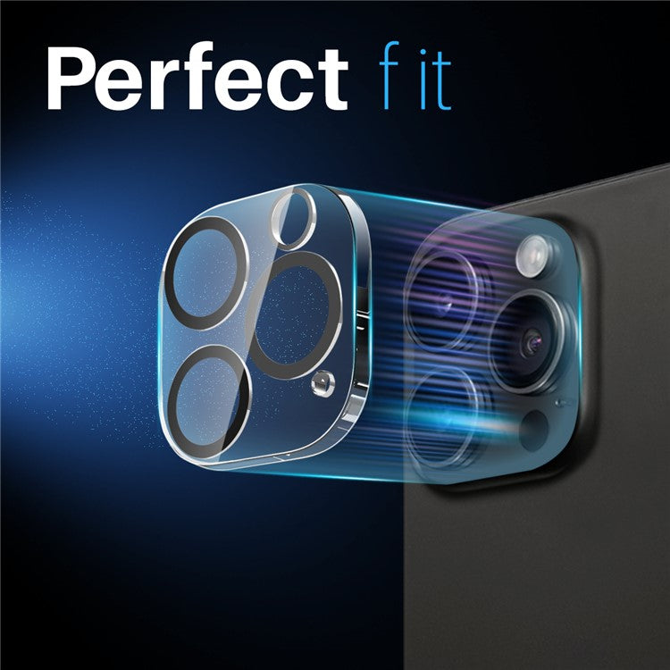 NORTHJO 2Pcs For iPhone 16 Pro  /  16 Pro Max Camera Lens Protector Black Circles 3D Clear Tempered Glass Lens Film