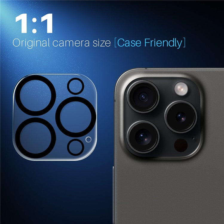 NORTHJO 2Pcs For iPhone 15 Pro  /  15 Pro Max Clear Camera Lens Protector Black Circles 3D Tempered Glass Lens Film