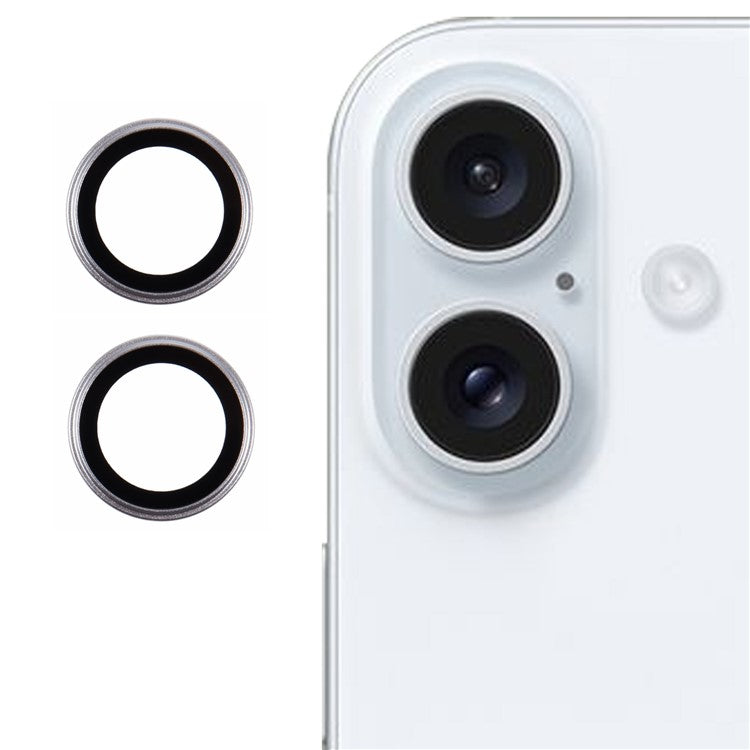 X-LEVEL AR Spotlight Series For iPhone 16 / 16 Plus Camera Lens Protector Set HD Individual Lens Film - Silver