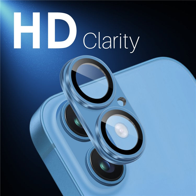 NORTHJO For iPhone 16 / 16 Plus Matte Camera Lens Protector Integrated Metal + Tempered Glass Lens Film - Blue