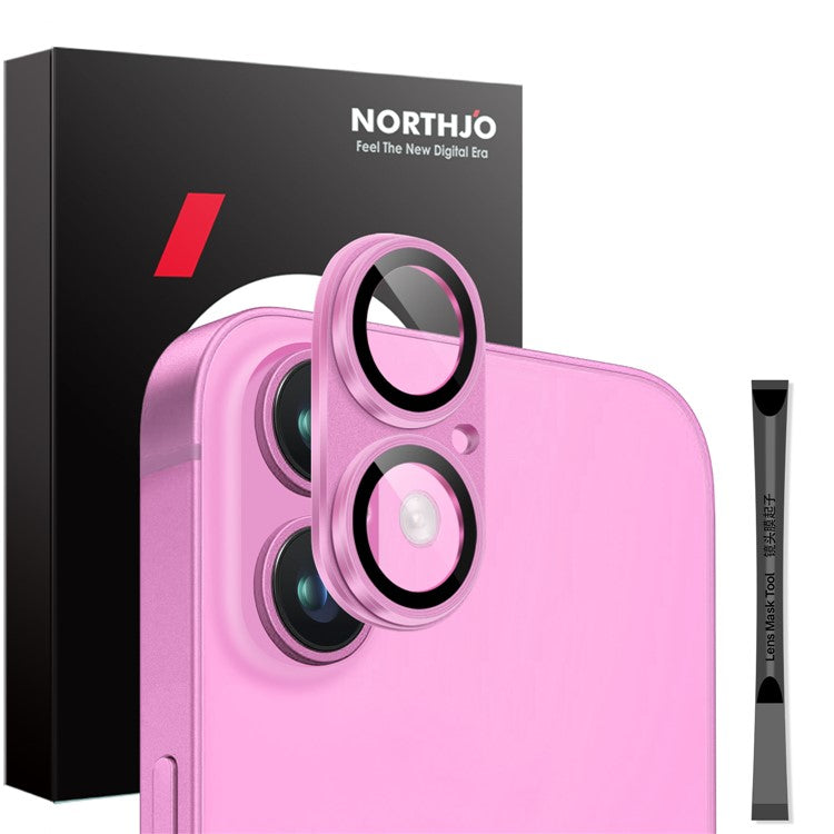 NORTHJO For iPhone 16 / 16 Plus Matte Camera Lens Protector Integrated Metal + Tempered Glass Lens Film - Rose